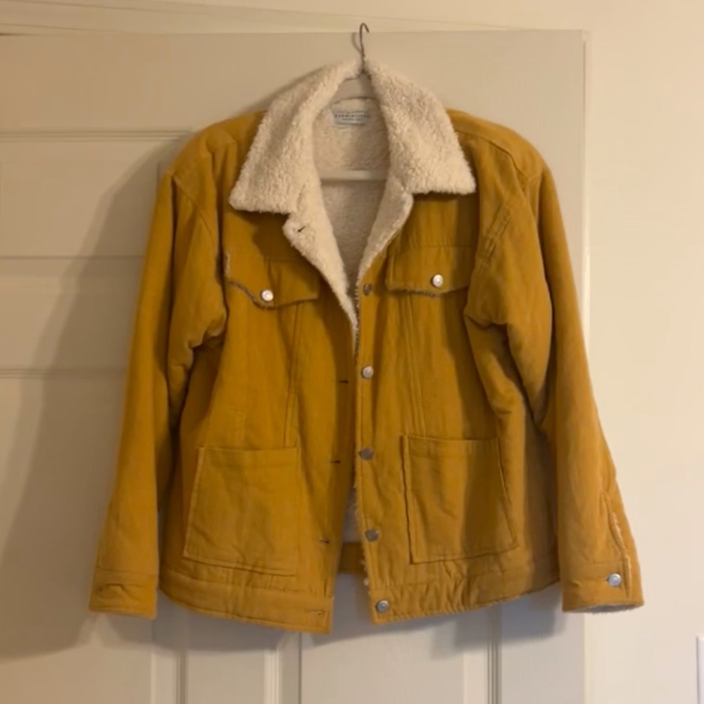 Mustard corduroy fleece-linked jacket